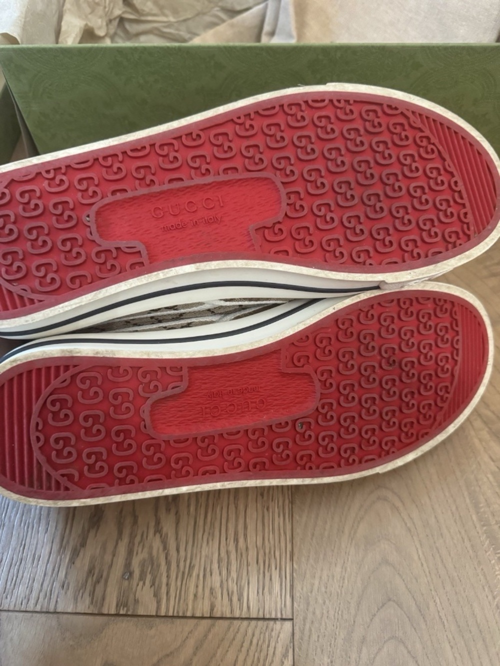 GUCCI TENNIS 1977 LOAFERS SLIP-ON SNEAKERS GG SUPREME MONOGRAM BEIGE EBONY 6.5 - Picture 4 of 7